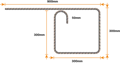 8mm Kantbalksbygel 900x300x300x300mm