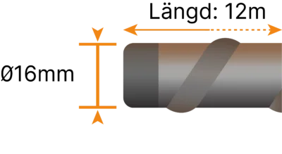 Armeringsjärn 16mm 12000mm